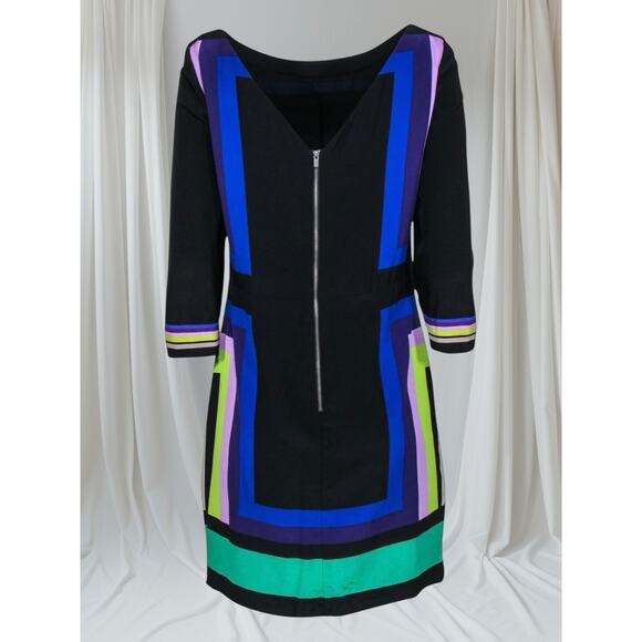 Diane Von Furstenberg DVF Silk Avery Colorblock Shift Dress Black 14 NWT - Picture 9 of 12